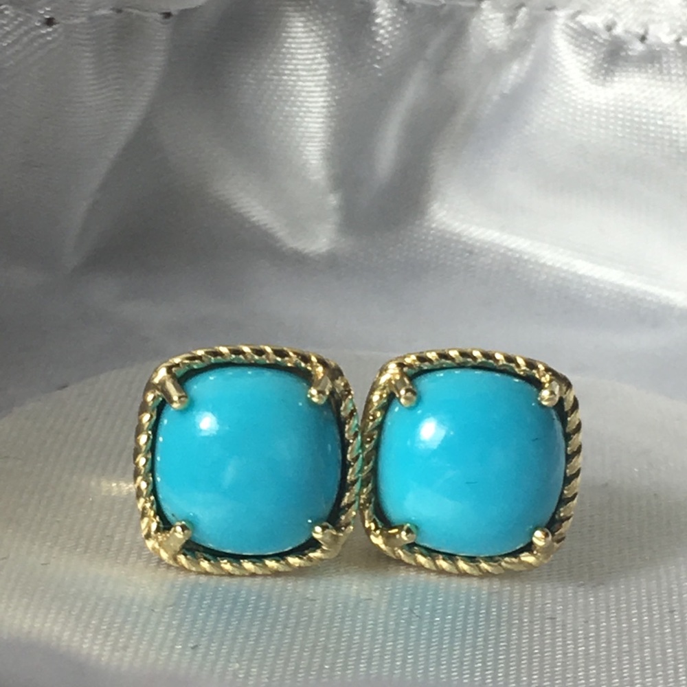 14k Gold Turquoise Chatelaine Stud Earrings